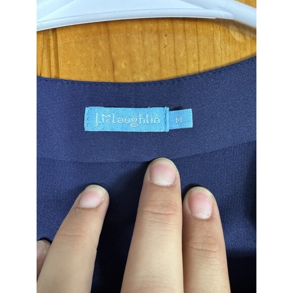 J McLaughlin Dress Women Size Medium Dark Blue Catalina Cloth Stretch - Picture 4 of 7